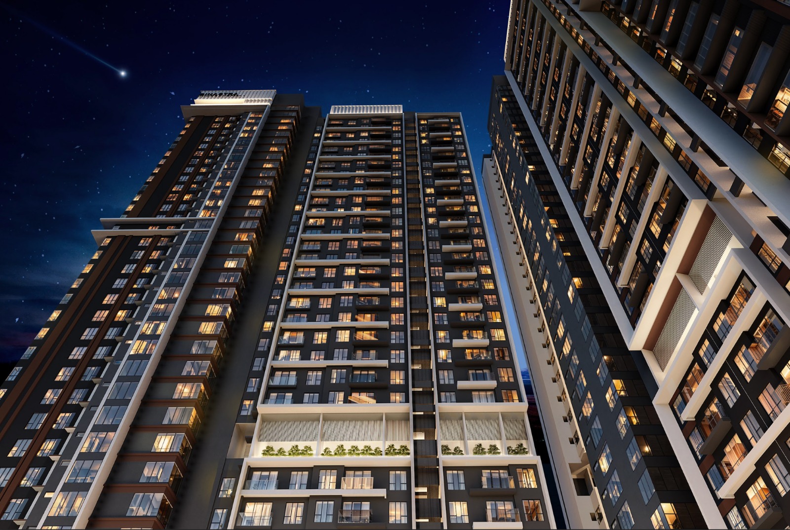 Twin towers at night