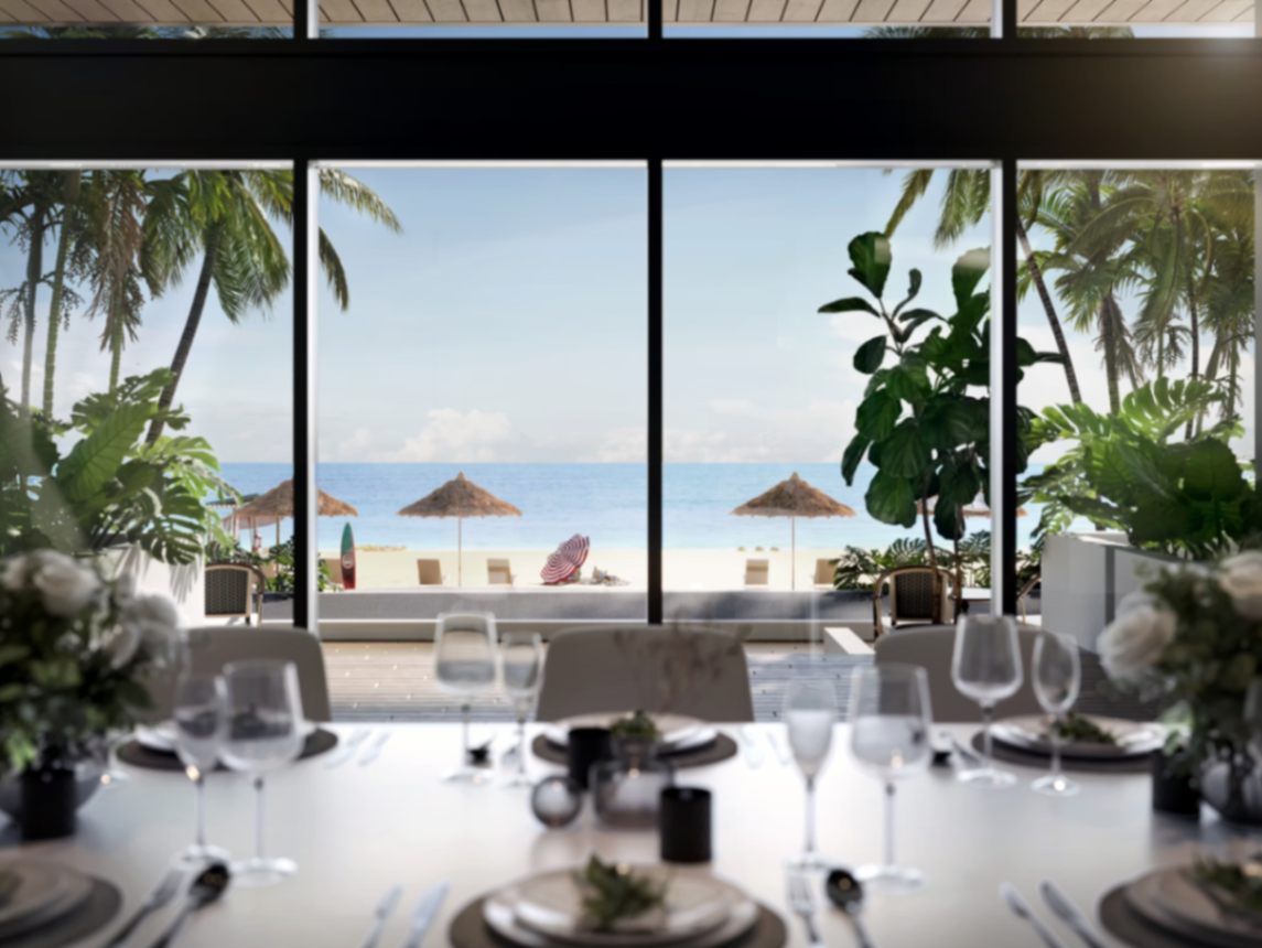 Beachfront dining ambience